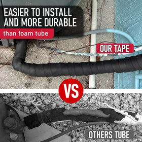Weather resistant pipe wrap endures sun, frost, and humidity