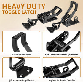 Redovant heavy-duty black-coated latch resists rust for long-term cabinet use.