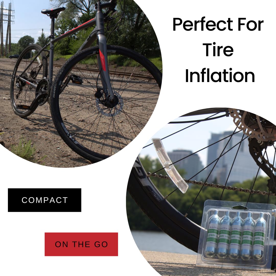 RedRock 20g CO₂ cartridge bike inflator ready for on-road inflation