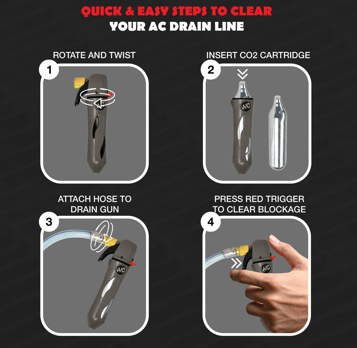 RedRock Gallo Gun kit includes five CO2 cartridges for on-site use
