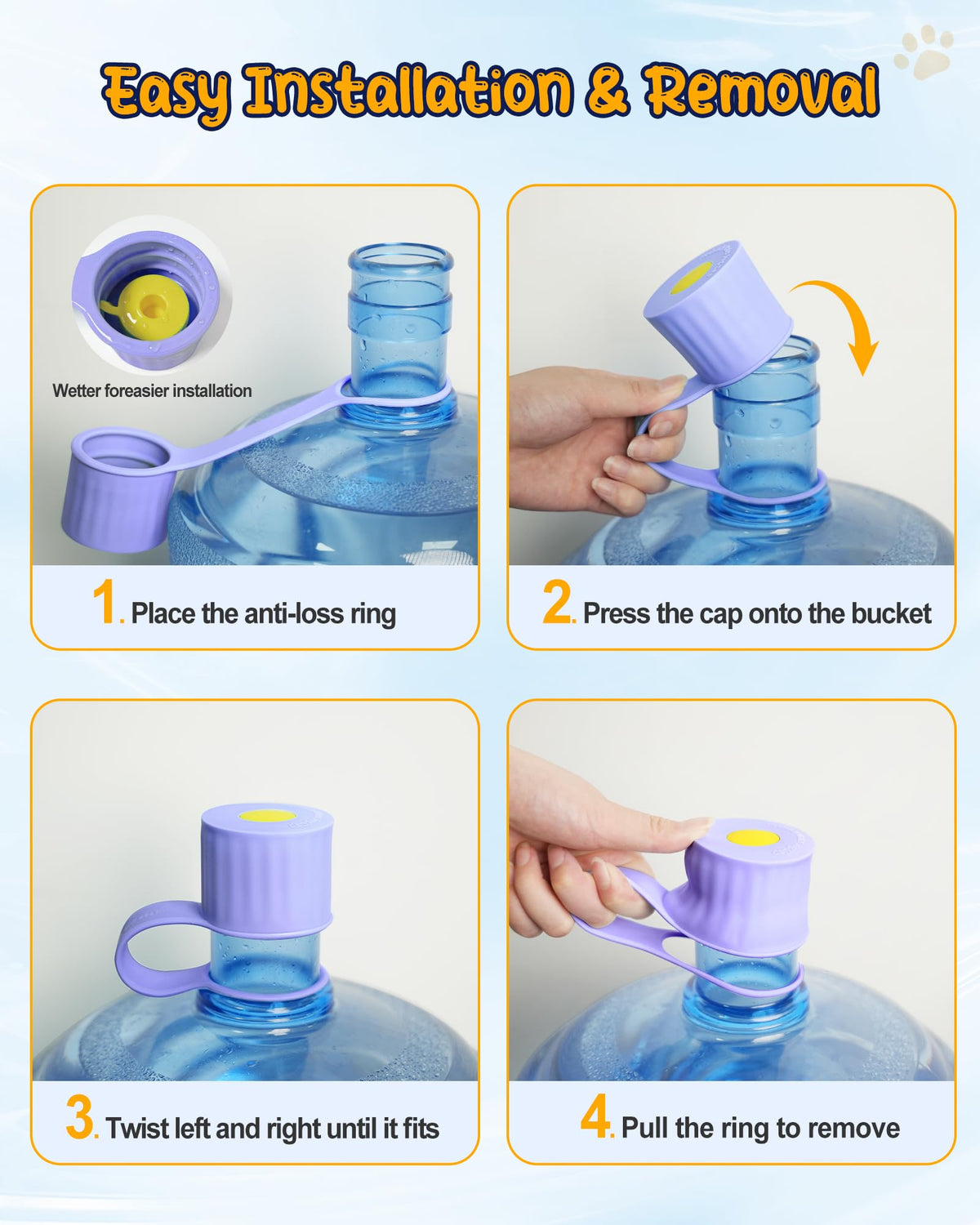 Purple Redsack caps bring color while maintaining leak protection.