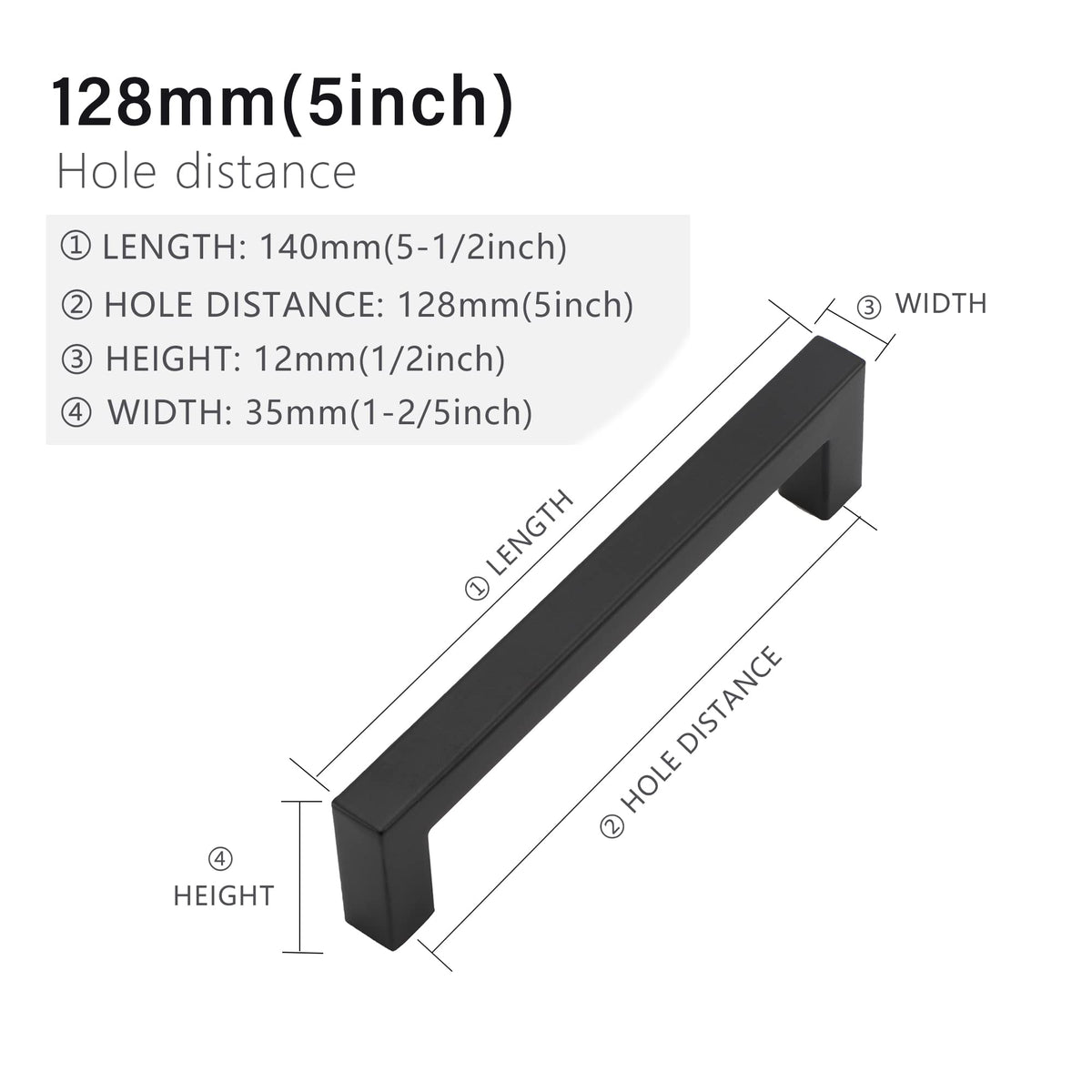 Redunest drawer pulls in matte black square 5 inch with strong grip and fit