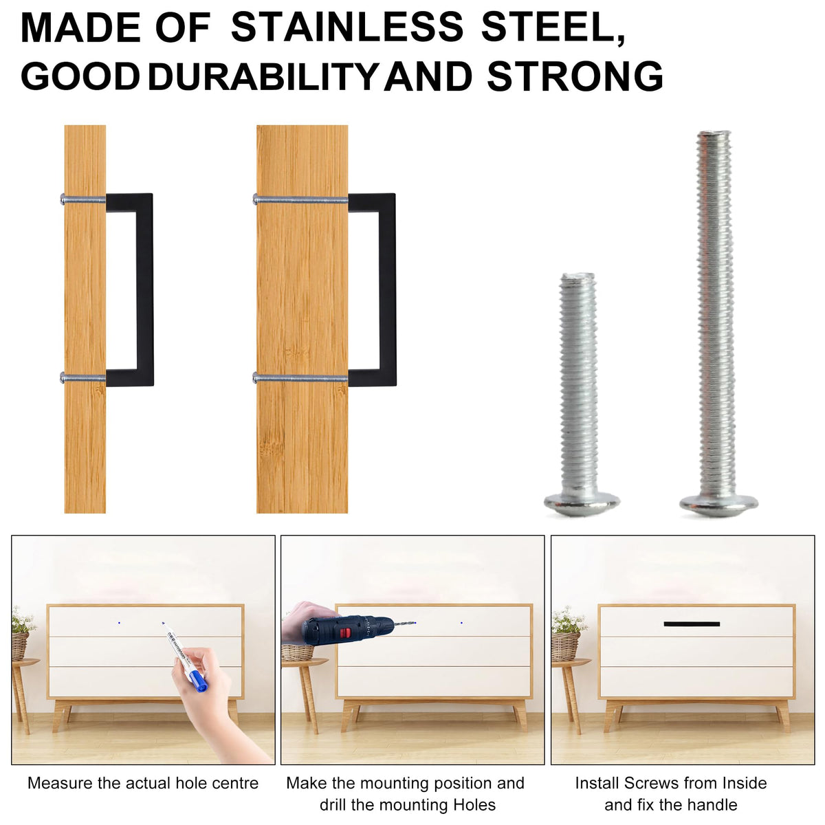 Redunest stainless steel hardware in matte black finish for durable updates