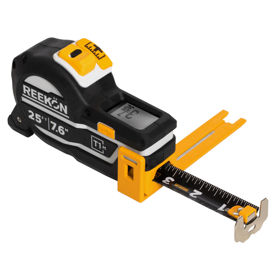 REEKON T1M digital tape measure provides 1/32” precision for precise cuts.