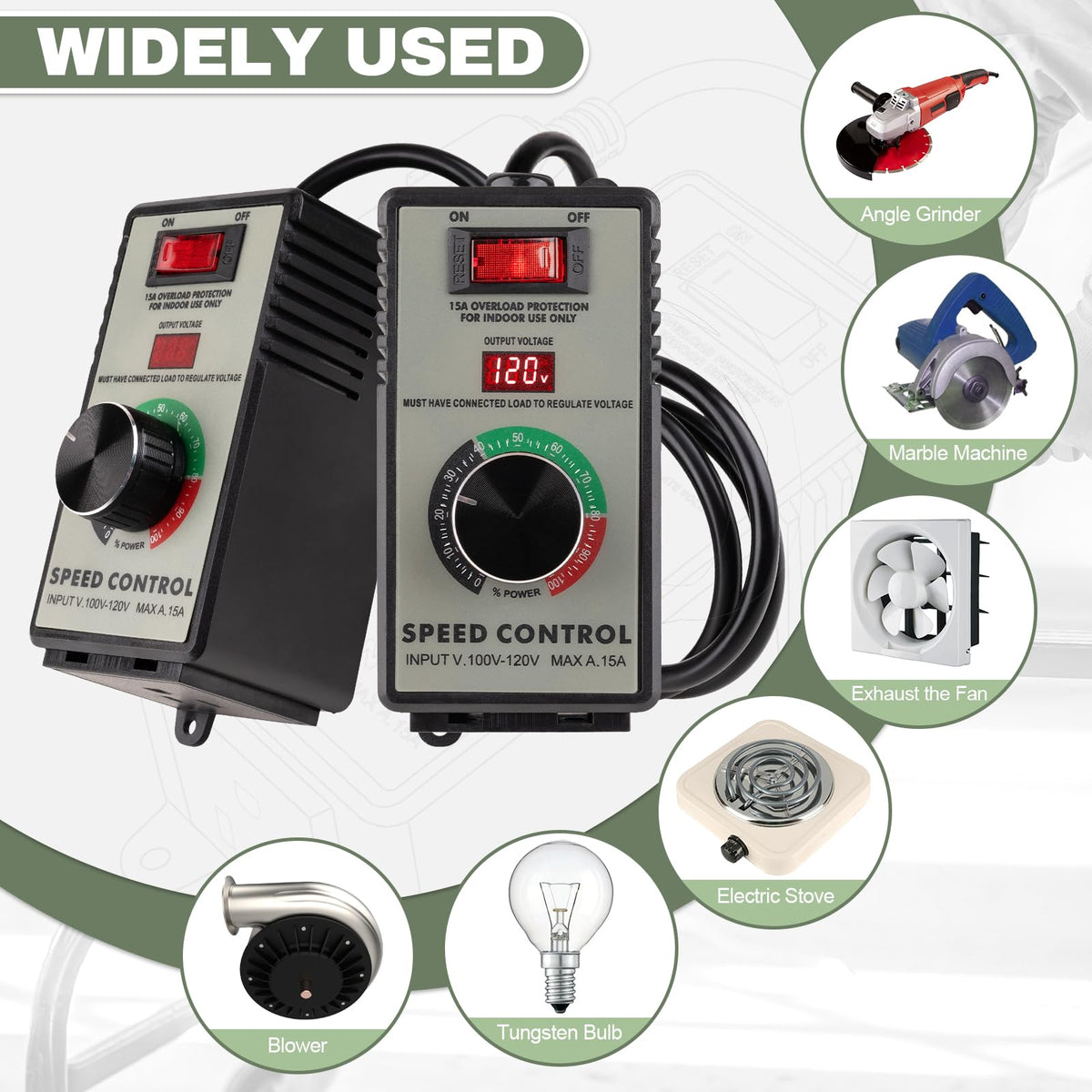 Reemoo AC speed controller grounded plug supports standard Type A and B outlets