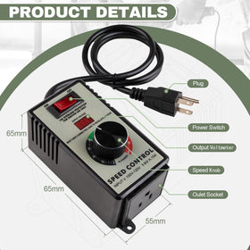 Reemoo AC speed controller resettable overload protects circuits without fuses
