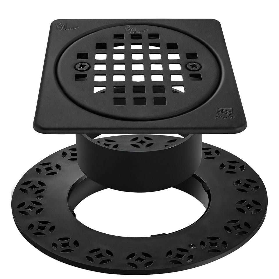 REEPLAR 4-Inch Drain Grate front view in matte black, durable drainage