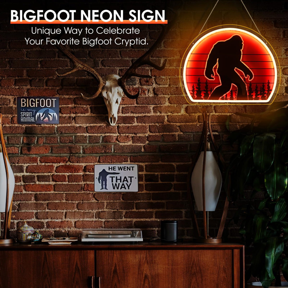 ReyeeInc Bigfoot Neon Sign 3D-engraved outline glows with crisp edge light.