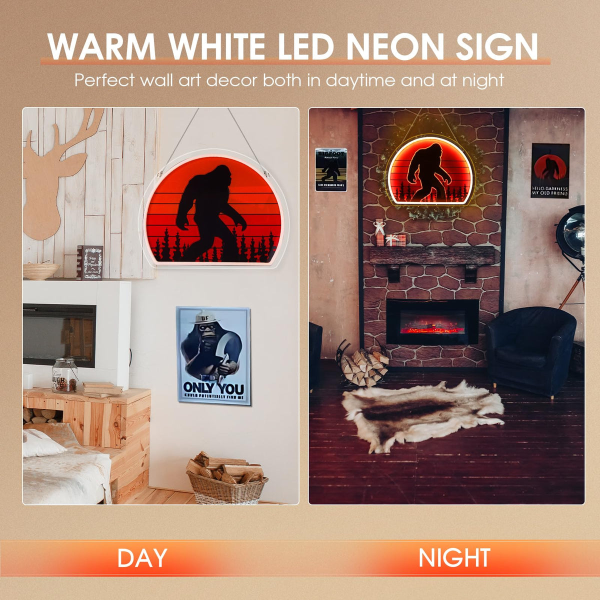 ReyeeInc Bigfoot Neon Sign offers six brightness levels for custom ambiance.