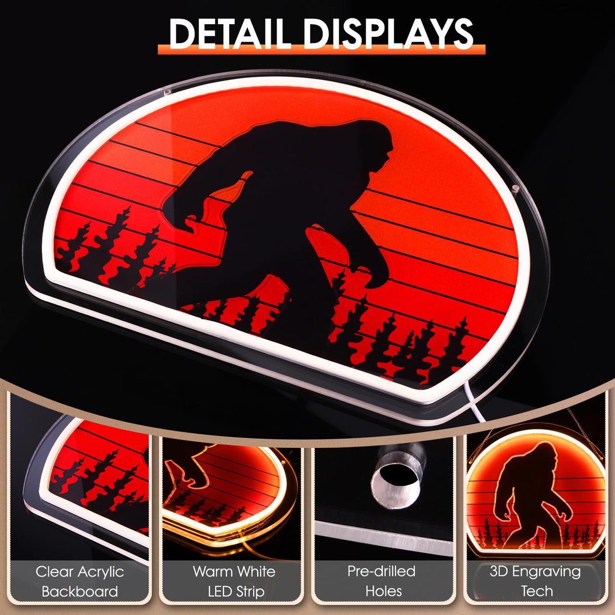 ReyeeInc Bigfoot Neon Sign uses silicone LED tubing for safe, energy-efficient glow.
