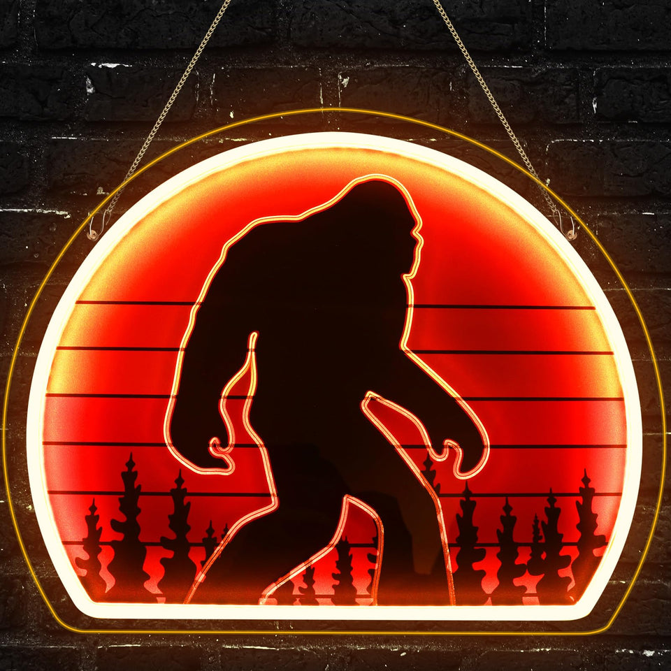ReyeeInc Bigfoot Neon Sign USB-powered wall art adds playful ambient lighting.