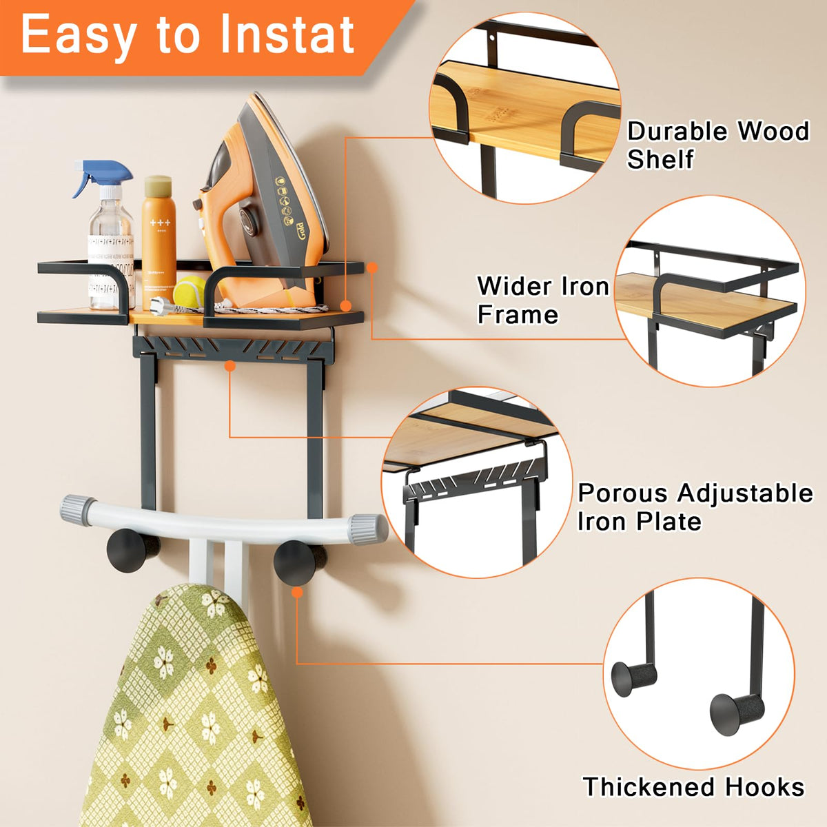 Protective coating guards against scratches during daily ironing tasks.