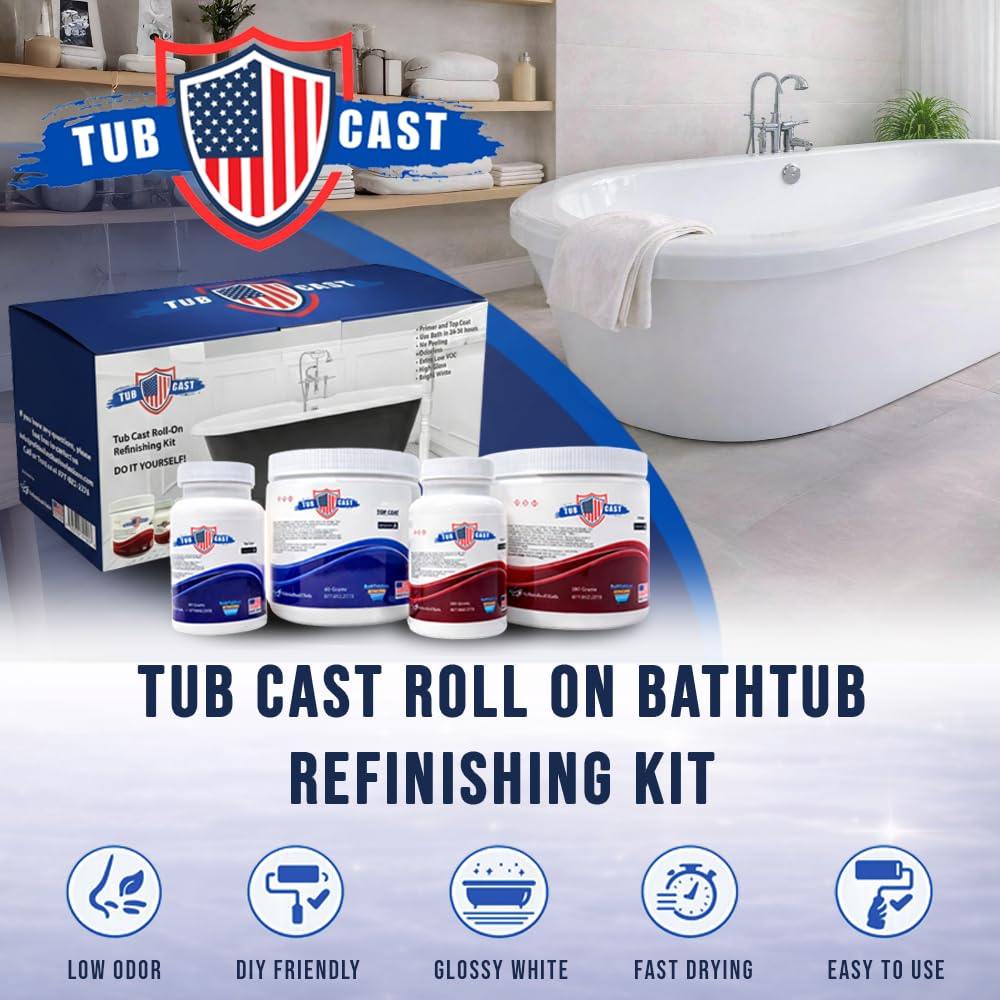 Refinished Bath Ekopel Roll On Tub bright white top coat for a brilliant gloss.