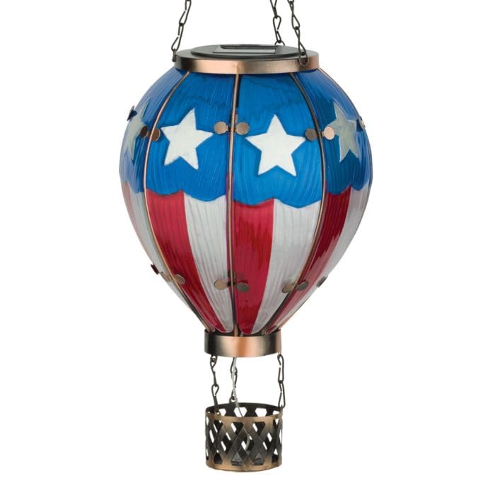 Regal Art & Gift hot air balloon lantern adds garden color with hand-painted glass.