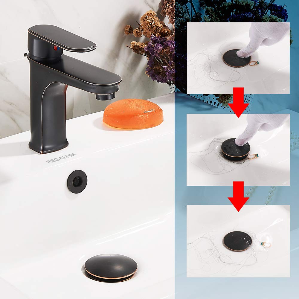 REGALMIX anti-clogging basket catches hair and debris inside the drain.