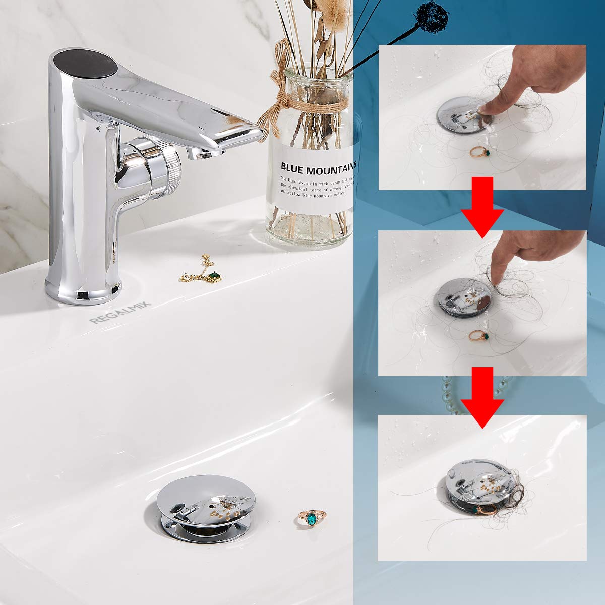 REGALMIX RWF082A anti-clogging design helps prevent blockages in vessel sinks