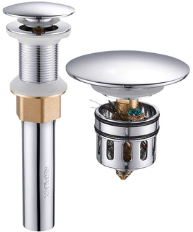 REGALMIX RWF082A polished chrome pop-up drain with built-in strainer for anti-clogging performance
