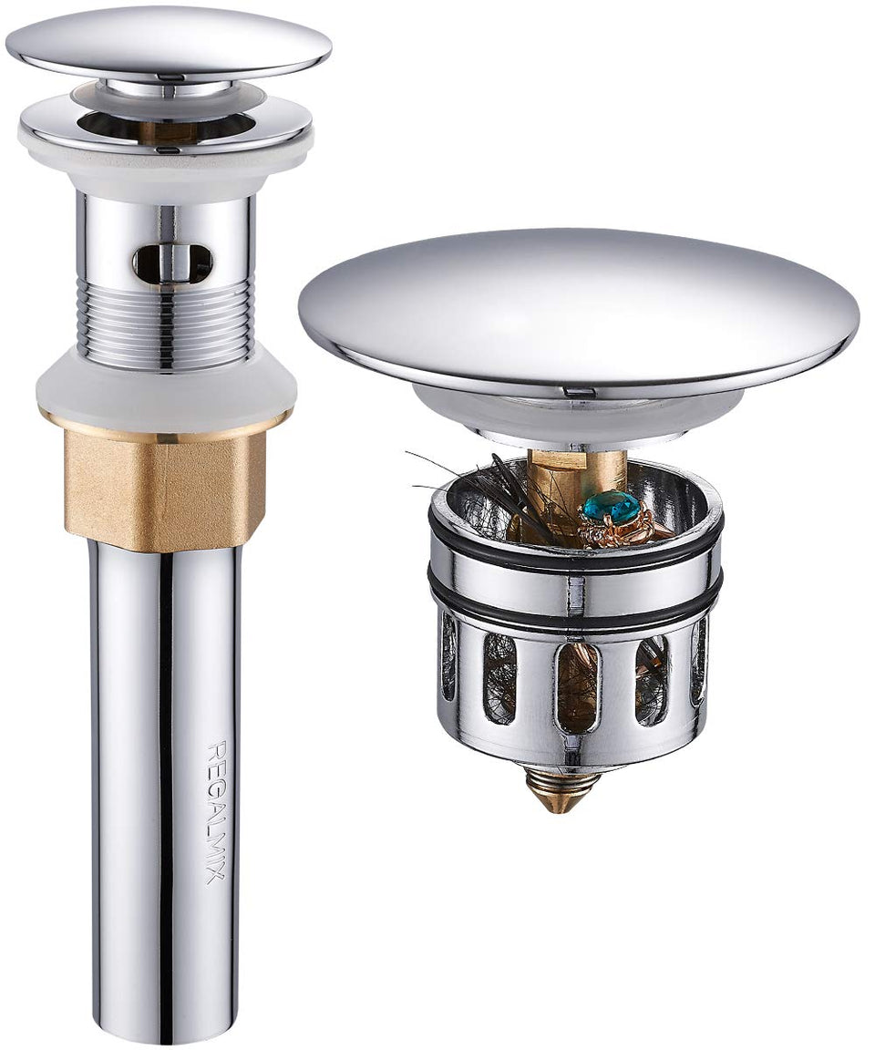 REGALMIX RWF083H vessel drain with basket stopper prevents clogs
