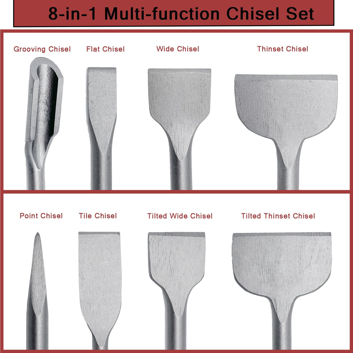 Regiis Tech SDS Plus flat chisel for leveling and straight cuts.