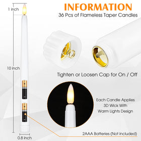 Reginary LED taper candles 36 pack with warm light ideal for events.
