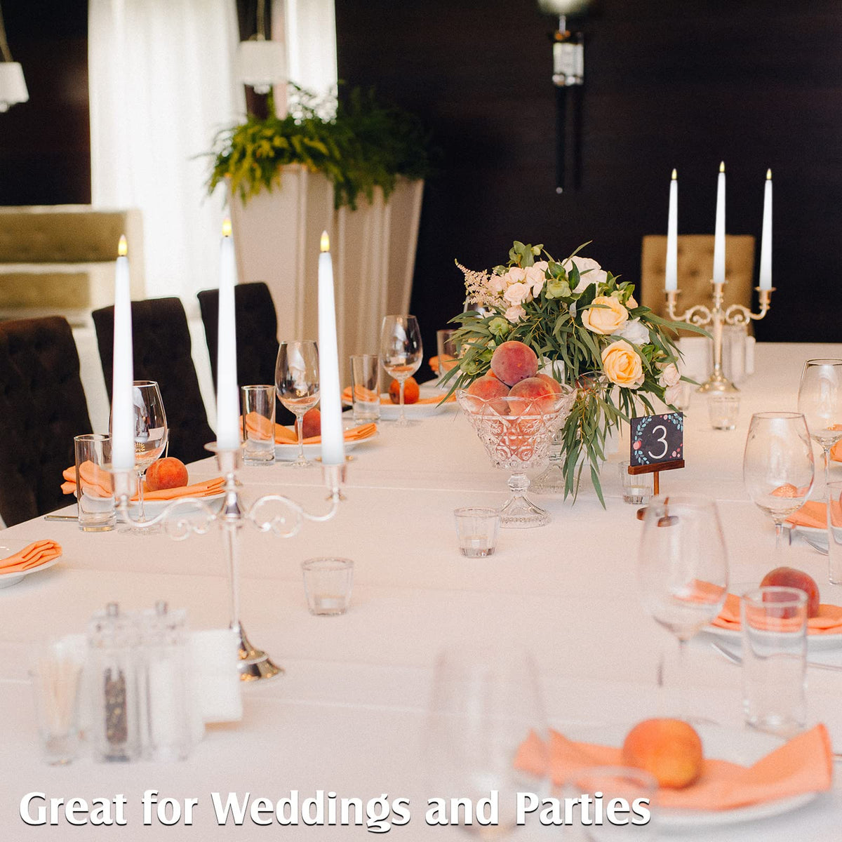 Reginary wedding and party decor LED candles create warm romantic ambiance.