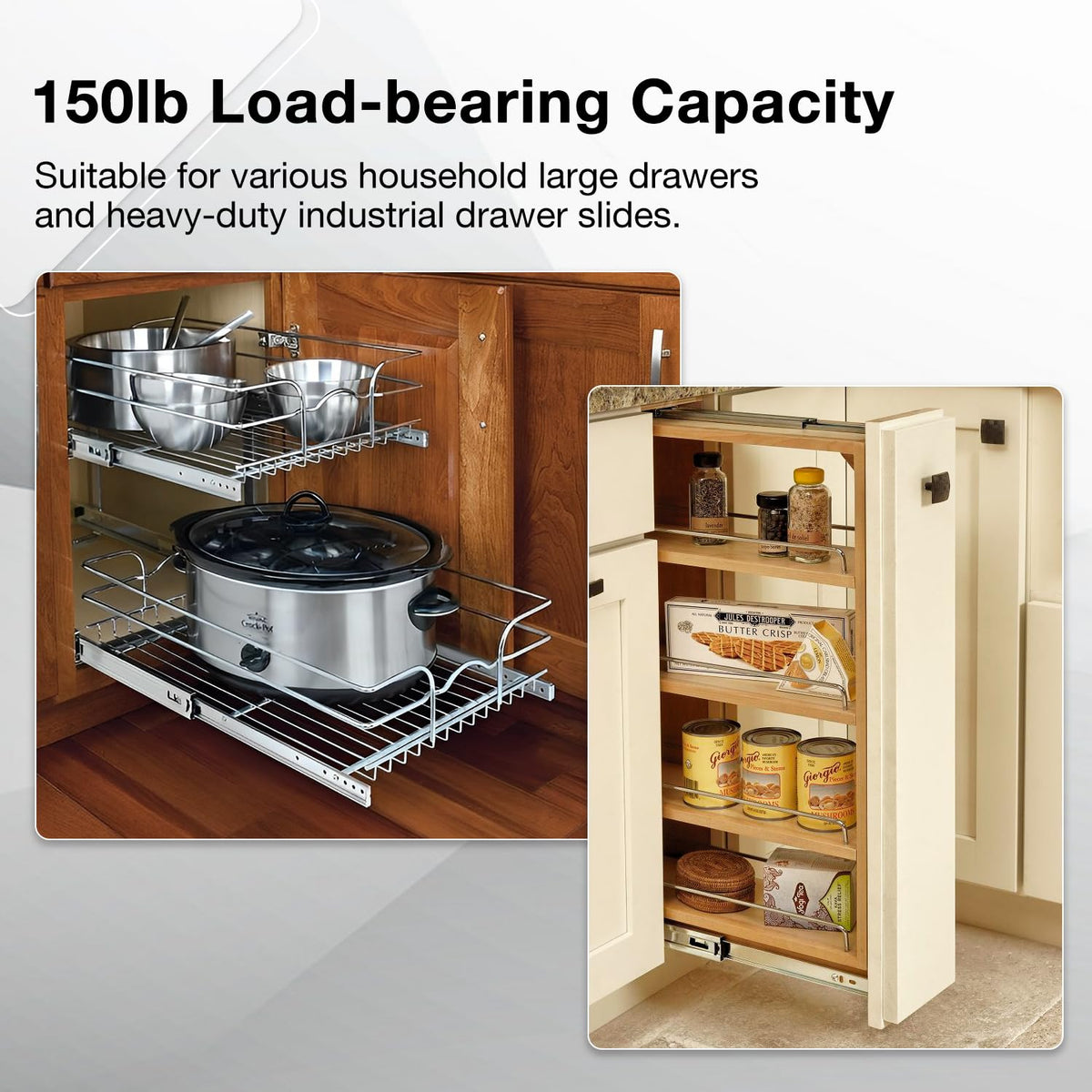 REGUDA heavy-duty drawer slide 14-inch full-extension enables sturdy, easy reach