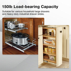REGUDA heavy-duty drawer slide 14-inch full-extension enables sturdy, easy reach