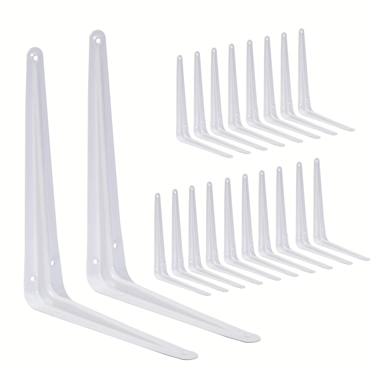 REHOYEE 20-pack shelf brackets shown on a wall for sturdy storage