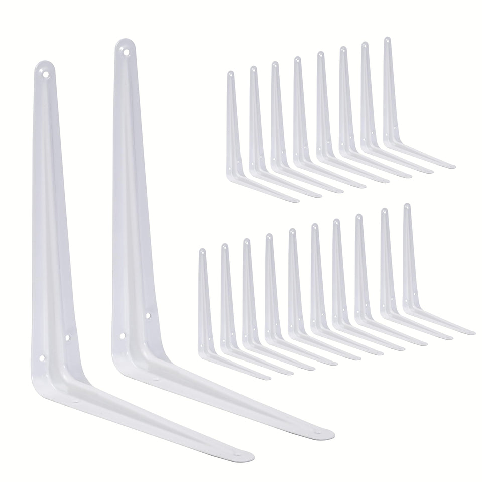 REHOYEE 20-pack shelf brackets shown on a wall for sturdy storage