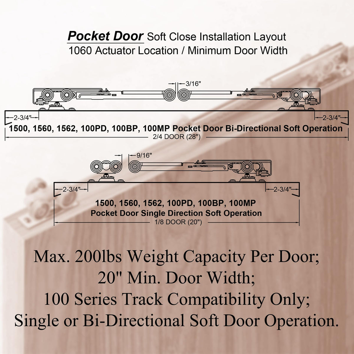 Bi-directional compatibility supports smooth door motion.