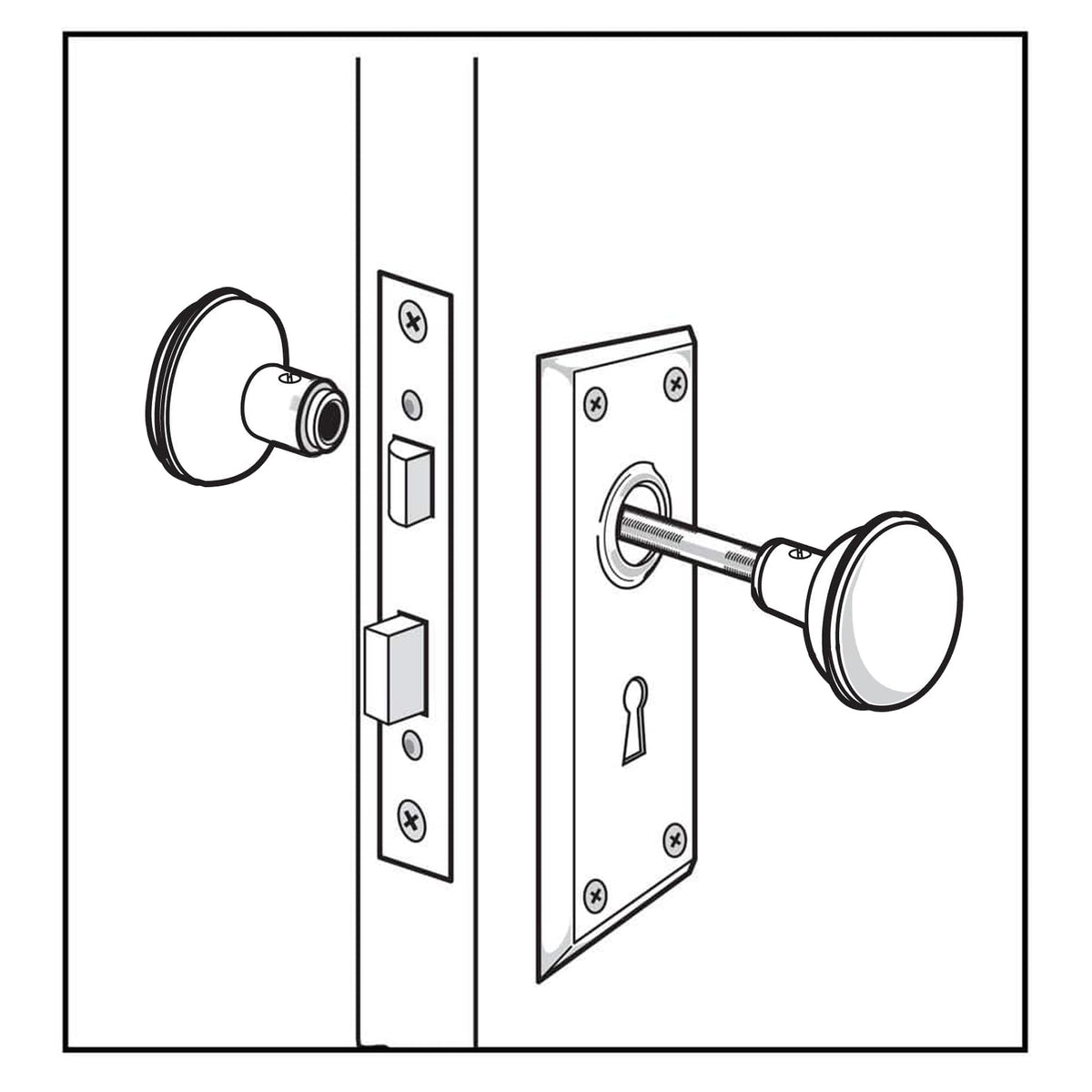 ReigaHood mortise lock set square spindle promotes smooth operation and alignment.