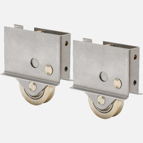 ReigaHood Pella roller assembly front view for smooth door glide.