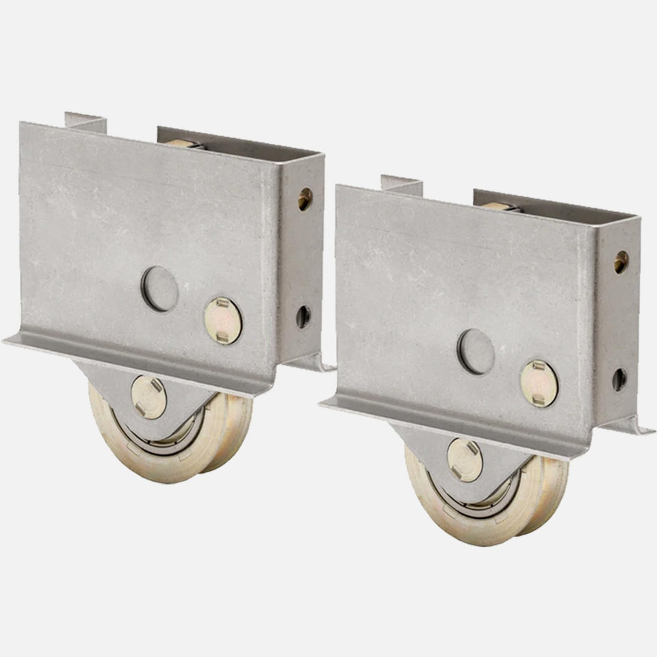 ReigaHood Pella roller assembly front view for smooth door glide.