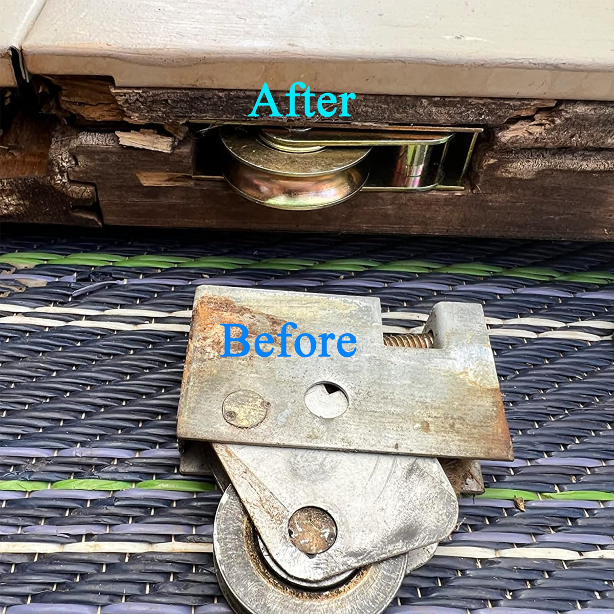 ReigaHood stainless housing close-up highlighting corrosion resistance for outdoor doors.
