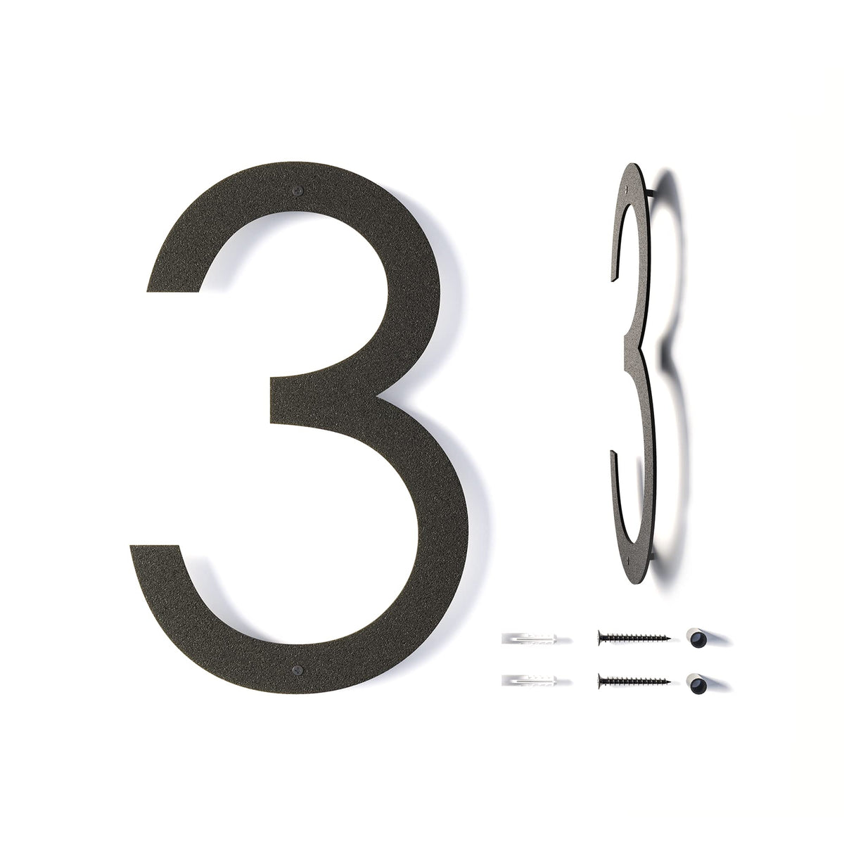 REINCARVATION 12-inch floating house number on exterior wall for contemporary curb appeal