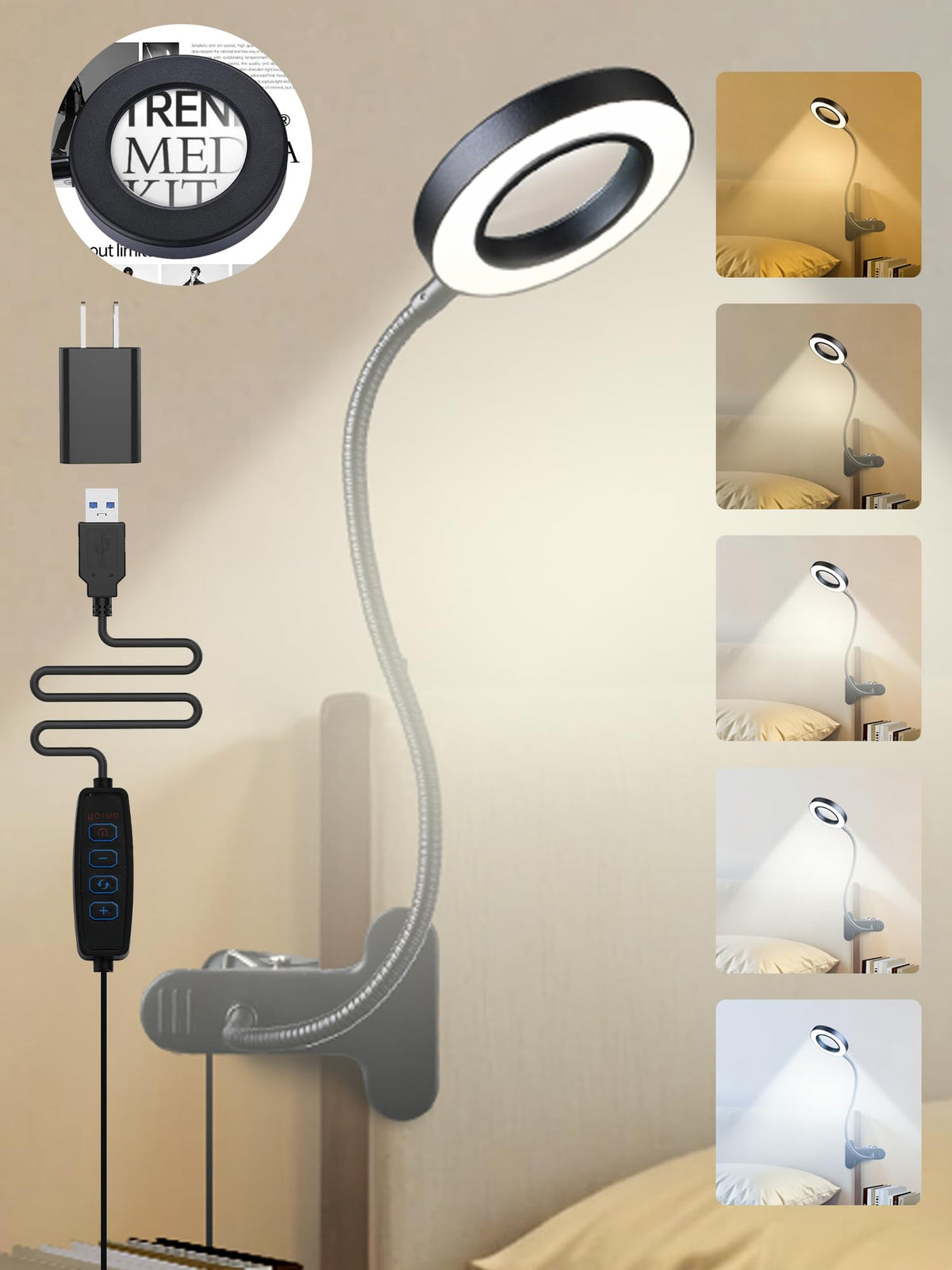 ReinHoo 10X magnifying glass with light for distortion-free reading