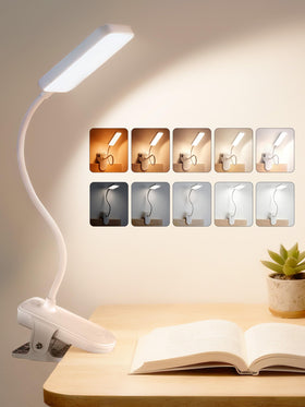ReinHoo clip-on light showing 9 brightness levels and 5 color modes for versatile reading.