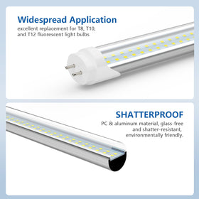 Reisener T8 LED bulbs durable aluminum and polycarbonate construction for safe, shatter-resistant installation.