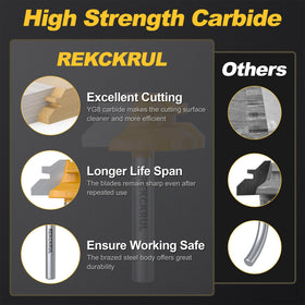 REKCKRUL cutting heights cover 1/2, 5/8, 3/4 inches for varied stock.