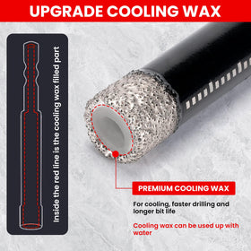 REKCKRUL diamond drill bit for ceramic-porcelain cutting with reduced heat.