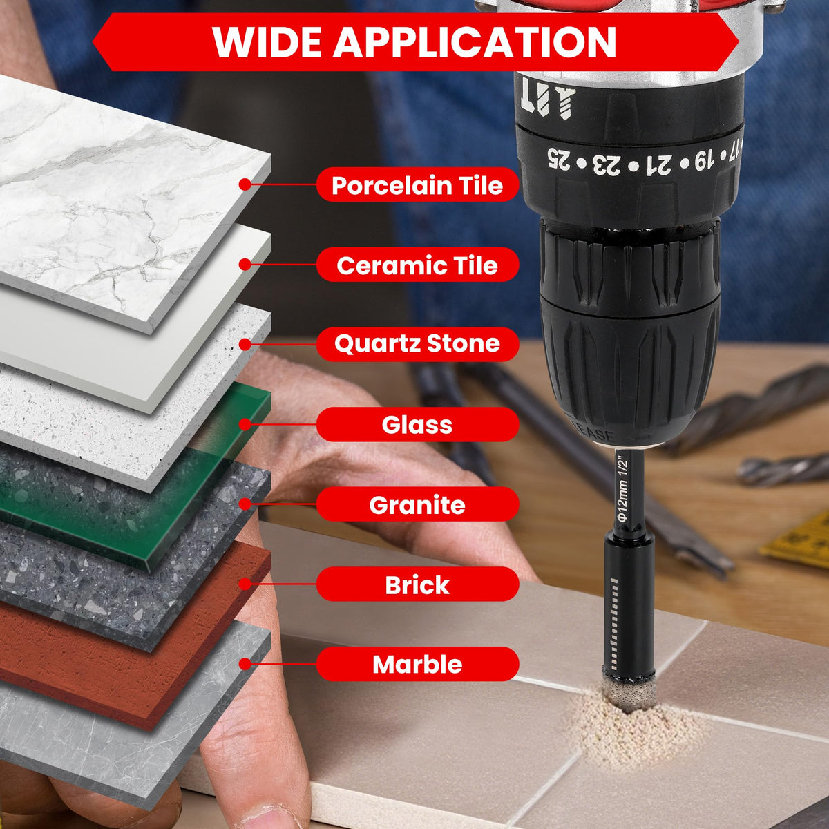 REKCKRUL diamond drill bit features cooling lubricant use for versatile drilling.
