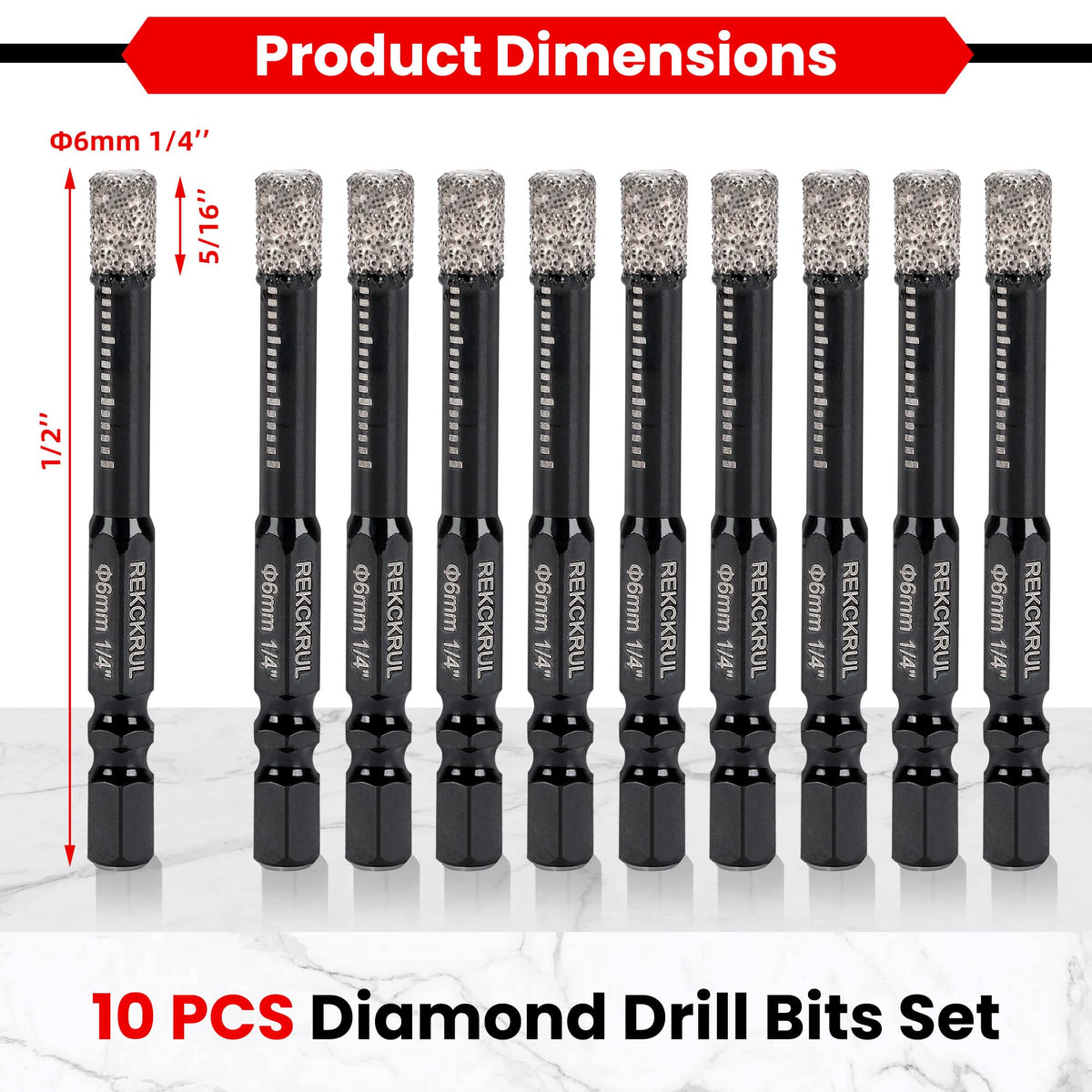REKCKRUL diamond drill bit supports both dry and wet drilling for cleaner results.