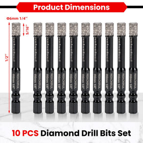 REKCKRUL diamond drill bit supports both dry and wet drilling for cleaner results.