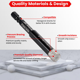REKCKRUL diamond drill bit for glass-stone cutting and accurate holes.
