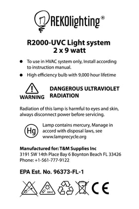 REKO Lighting R2000 works with typical HVAC systems for broader coverage