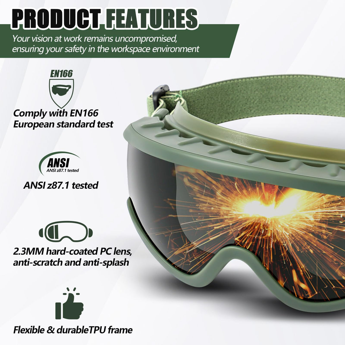 Relaxweex welding goggles with adjustable headband for a secure, comfortable fit