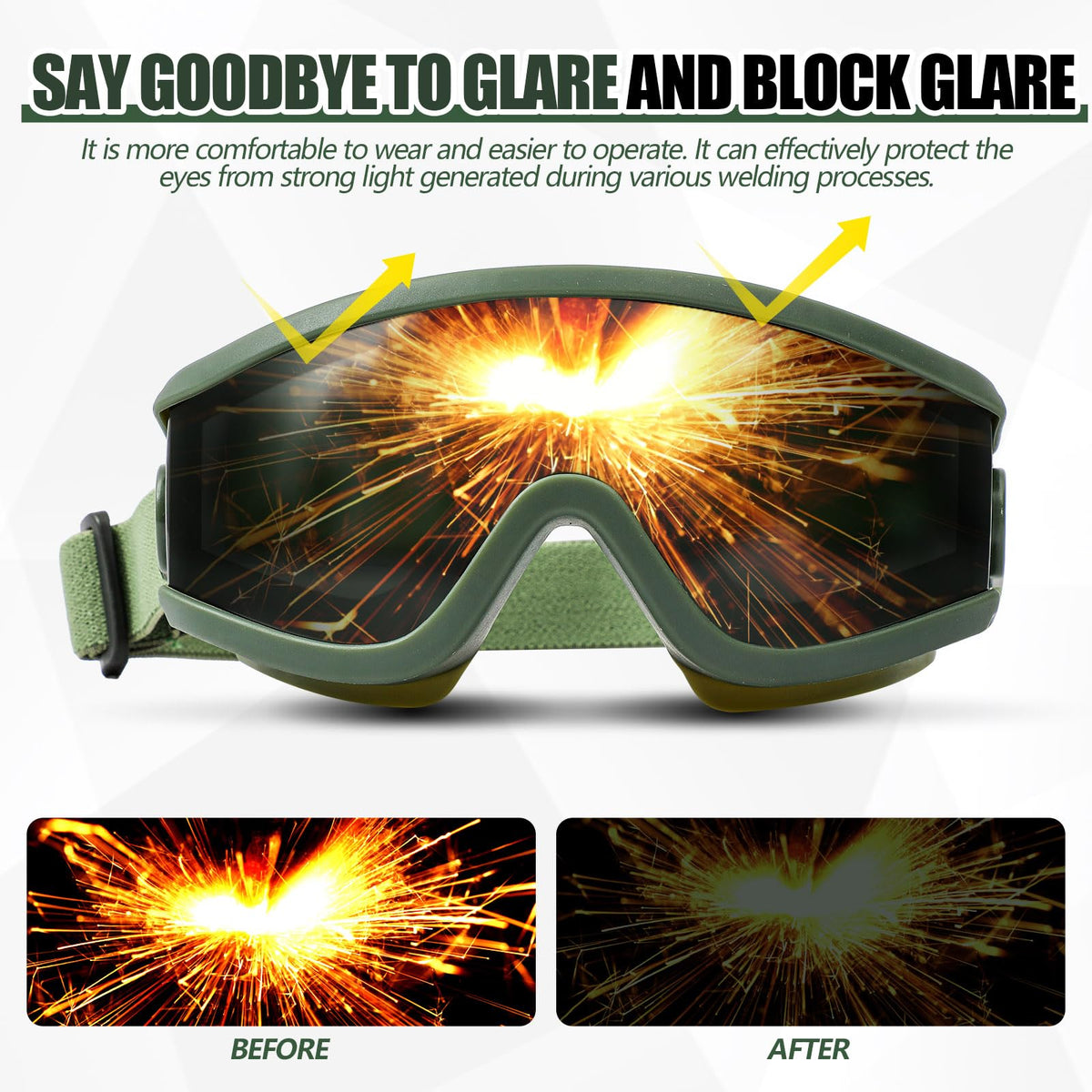 Relaxweex welding goggles providing full eye protection against UV, IR, sparks, debris