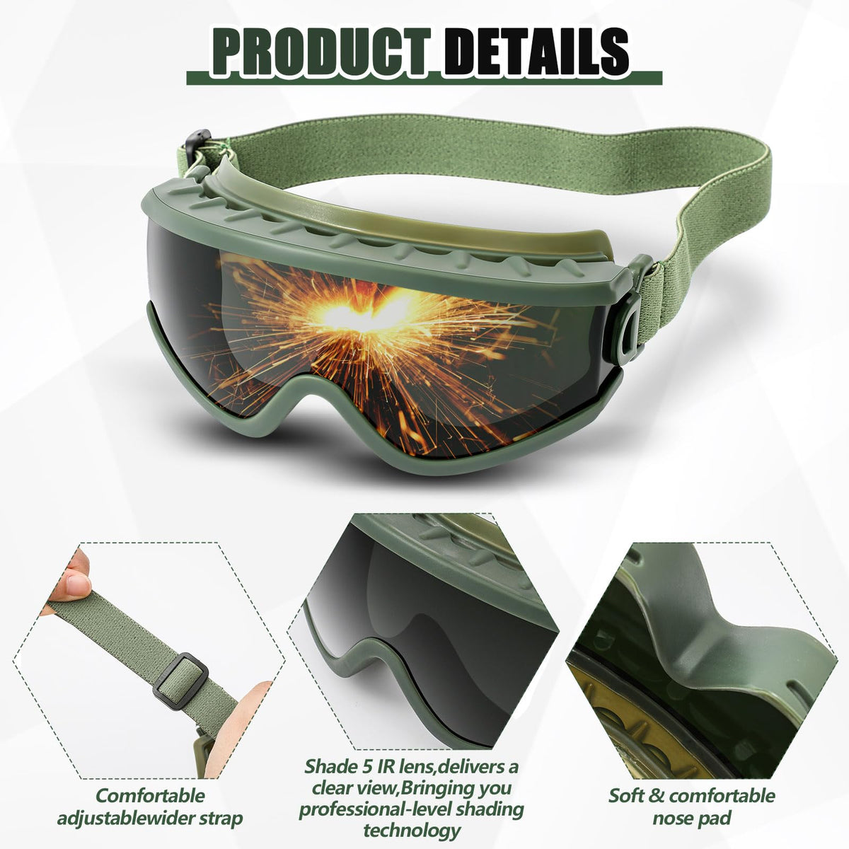 Relaxweex welding goggles green PVC frame for durable eye protection