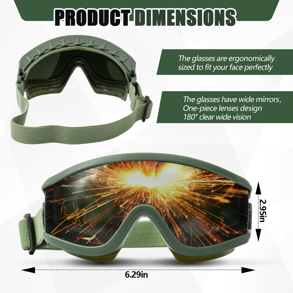 Relaxweex welding goggles showing shade 5 IR lens for clear visibility