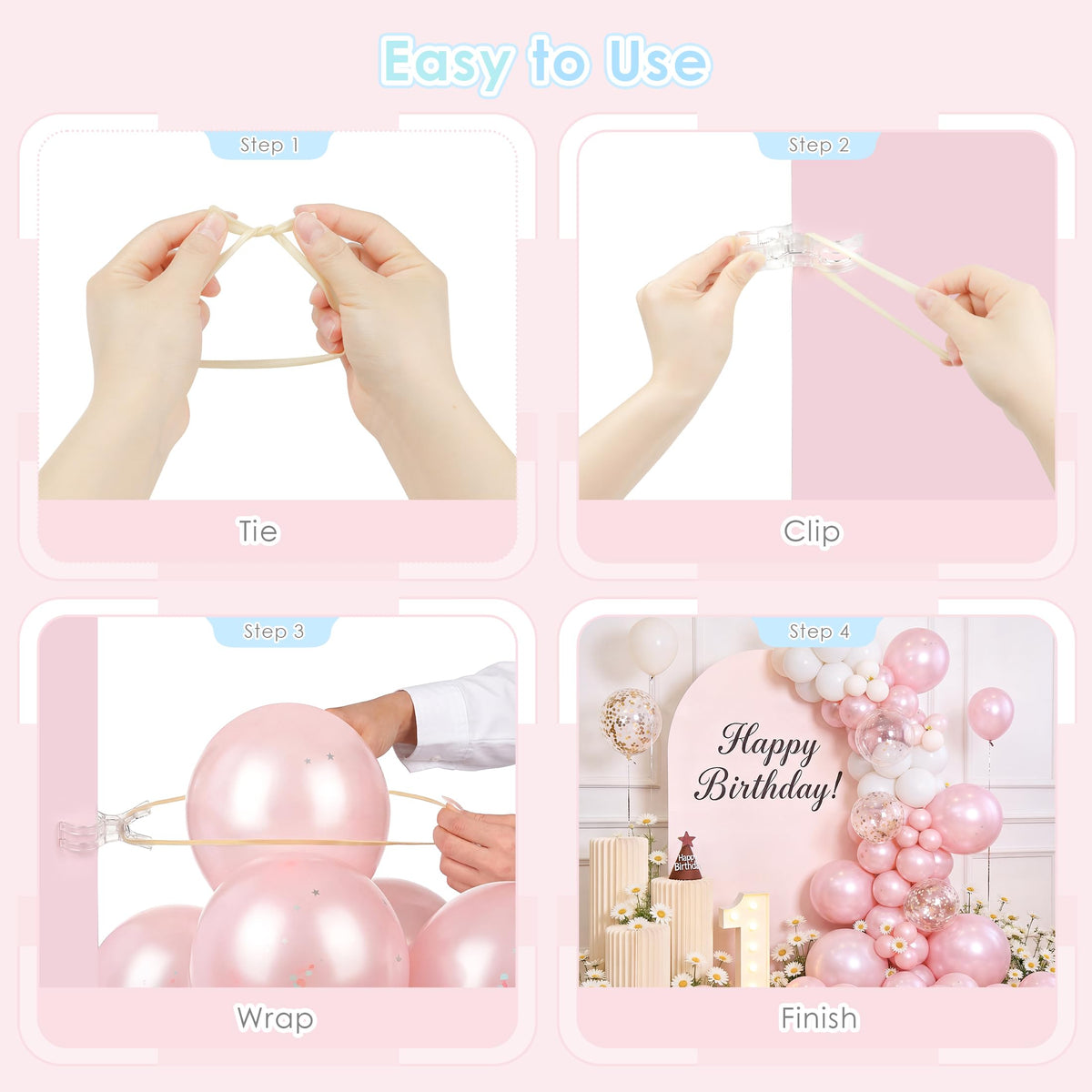 RELBRO balloon arch backdrop demo illustrates quick, cohesive backdrops with clips.